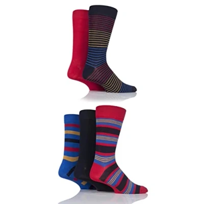 Image of 5 Pair Classic Bright Striped Bamboo Socks Men&#039;s 7 11 Mens SOCKSHOP