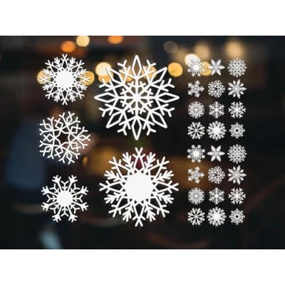 Image of QuoteMyWall 29x Snowflake Window Stickers For Shop Displays Home Christmas Décor Removable Decals