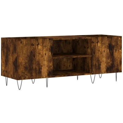 Image of vidaXL Record Cabinet Smoked Oak 121x38x48 cm Engineered Wood