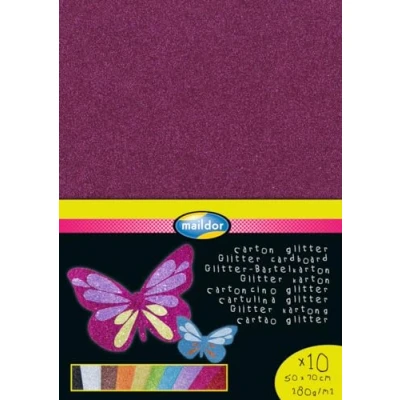 Image of Clairefontaine 195599C Glitter Cardboard, 50x70cm, 200g Assorted Colours, Pack of 10 Sheets