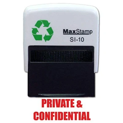 Image of Private and Confidential Stamp Self Inking Red Stamper 24 x 7mm