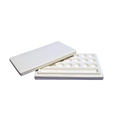 Image of White Ceramic Artist Paint Palette with lid 21 Wells + Gully Mixing