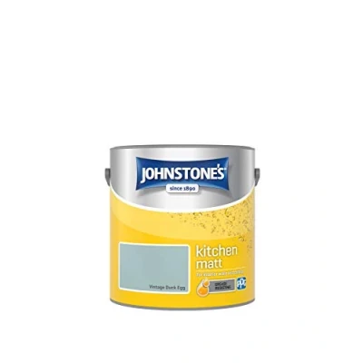 Image of Johnstone&#039;s Kitchen Paint Vintage Duck Egg Matt Finish Grease &amp; Stain Resistant Suitable for Walls Ceilings Highly Durable Low Odour 12m2 Coverage per Litre 2.5L