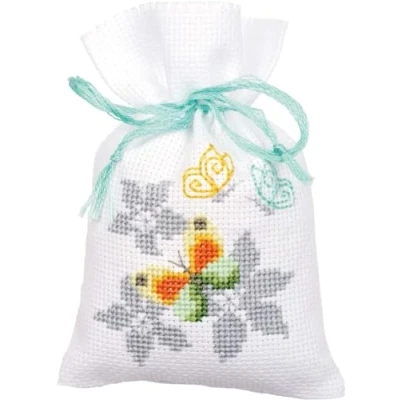 Image of Vervaco Pot Pourri Bag: Butterflies (Set of 3), Polyester Cotton, Multi Colour, 40 x 2 20 cm
