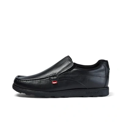 Image of Kickers Men&#039;s Fragma Slip On Moc Toe Comfortable Leather Shoes, Black, 6.5 UK