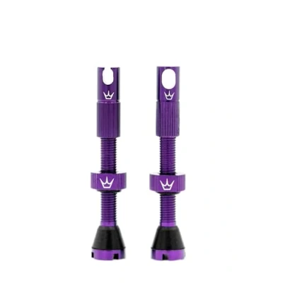 Image of Peaty&#039;s X Chris King MK2 Tubeless Valves Presta Integrated Spoke Key &amp; Valve Core Removal Caps, Mountain Bike, Road Gravel Bicycle Tyre, Insert Compatible, 7075 Aluminium 42mm, Violet