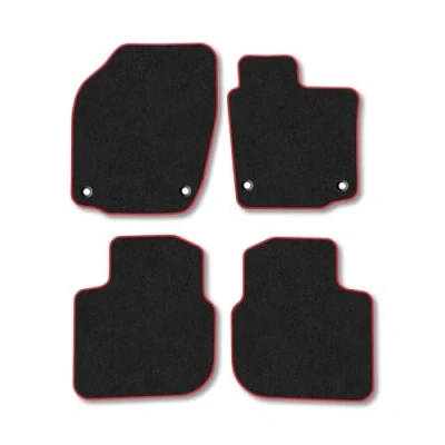 Image of Car Mats Compatible with Skoda Rapid (2012 ) Tailored Fit Red Carpet Floor Set Accessory Custom 4 Pieces Anti Slip Backing &amp; Binding Trim Edge