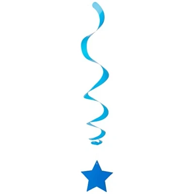 Image of Royal Blue Solid Hanging Swirl Decorations (66cm) Pack of 3 Elegant Décor for Parties &amp; Events