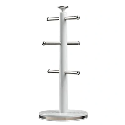 Image of Daewoo Sienna Collection Mug Tree, Free Standing 6 Cup Holder With Sturdy Base, Grey
