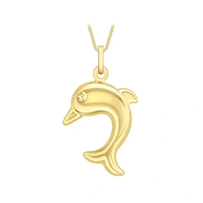Image of Carissima Gold Women&#039;s 9ct Yellow Dolphin Pendant on Curb Chain Necklace of 46cm/18&quot;