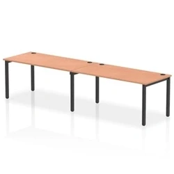 Image of Impulse Bench Single Row 2 Person 1600 Black Frame Desk Beech