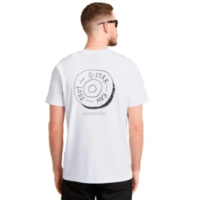 Image of G STAR RAW Men&#039;s Button Illustration R T Shirt, White D25694 C336 110, Medium