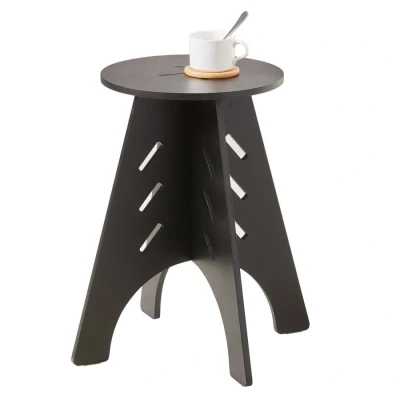 Image of Round Side Table Coffee Sofa Bedside Nightstand in Mortise and Tenon Structure,HFBT01 K SCH Sobuy