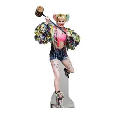 Image of STAR CUTOUTS SC1521 Harley Quinn Lifesze Cardboard Cutout/Standee/Stand Up Swinging Mallet Margot Robbie Birds of Prey Height 183cm Width 83cm, Solid, Regular