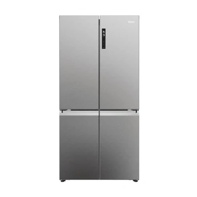 Image of HAIER HCR5919ENMP American Style Fridge Freezer Platinum Inox, Silver/Grey