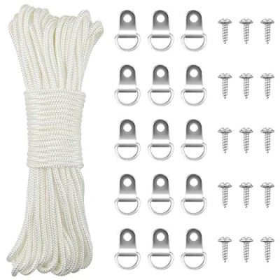 Image of TUPARKA 15m*3mm Picture Wire Hanging Cord White Nylon for Mirror Photo Frame with 15 Hooks and Screws