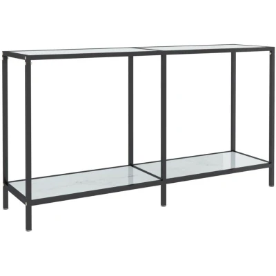 Image of vidaXL Console Table White 140x35x75.5 cm Tempered Glass