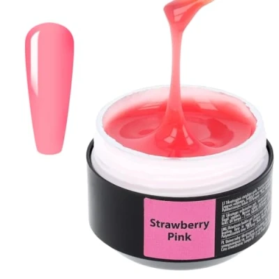 Image of SINCERO SALON Builder Gel Color Strawberry Pink for Nails 2in1 Nail Extension and Shaping Long Lasting UV Strengthener Weak 15ml