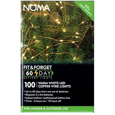 Image of Noma 100 Fit &amp; Forget LED Copper Wire Lights Warm White