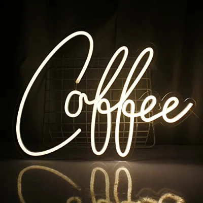 Image of Coffee Neon Light Sign Cafe LED Signs for Wall Decor USB Letters Lights Bar Shop Restaurant Bedroom Room Kitchen Home (Warm White)