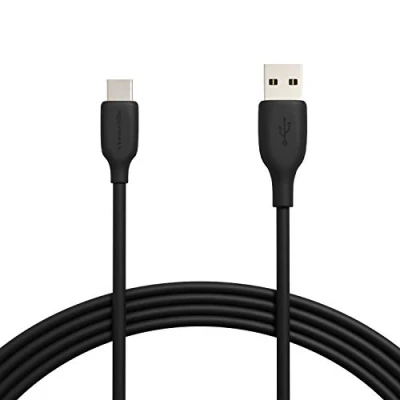 Image of Amazon Basics USB C to A 2.0 Fast Charger Cable, 480Mbps Speed, IF Certified, for Apple iPhone 15, iPad, Samsung Galaxy, Tablets, Laptops, 3 m, Black