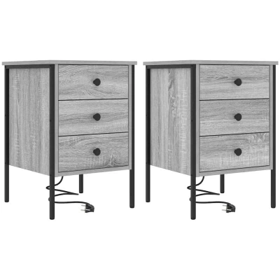 Image of Bedside Cabinets with Drawer 2 pcs Grey sonoma 42 x 41 61 cm vidaXL