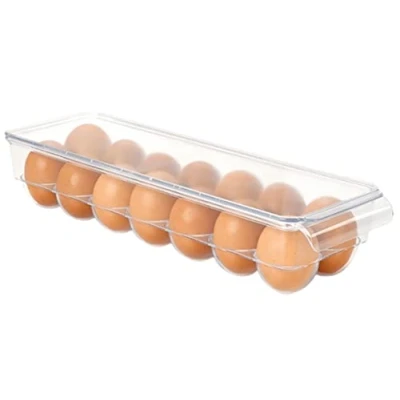 Image of 14 Egg Holder Storage Box with Lid Transparent Plastic Fridge Refrigerator Organiser Tray