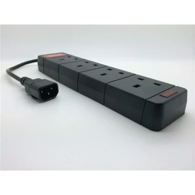 Image of Zexum Deluxe IEC C14 Male to 13A 4 Gang UK Mains Adapter Trailing Socket Lead with Neon 0.5 Meter