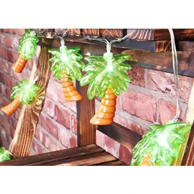 Image of Christmas Concepts® 10 White Battery Operated LED Lights with Shades String Party Decorative Lighting (Palm Tree Shade)