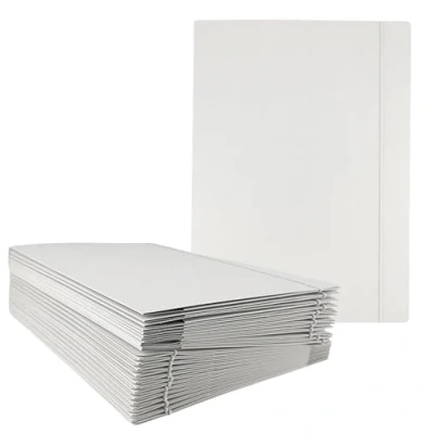 Image of D.RECT Folders for Paperwork Cardboard Files with Elastic Band Document Organiser Folder School Office Home Pack of 25 Pieces 3 Flaps Size: A4 Colour: White