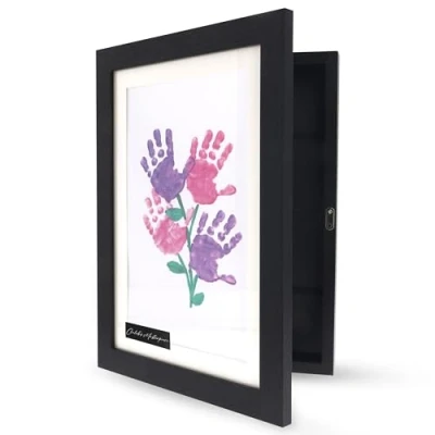 Image of Kids Art Frame 13&quot;x10&quot;x2&quot; Front Opening for Artwork, Drawings, Projects, Schoolwork, Artwork Frames Changeable Display Holds Up to 150 Pieces of (Black)