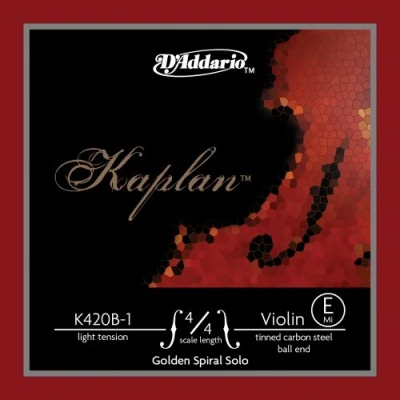 Image of D&#039;Addario Kaplan Golden Spiral Solo Violin String Single E K420B 1 Strings 4/4 Scale, Light Tension, Ball End