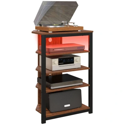 Image of HOMCOM TV Stand with Lights, 4 Tier Storage Shelves for TVs Up to 29in