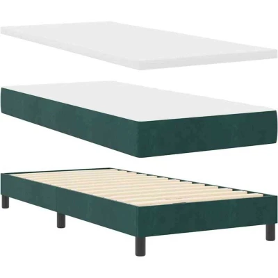 Image of vidaXL Box Spring Bed with Mattress Dark Green 90x190 cm Velvet