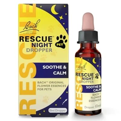 Image of RESCUE Remedy Pet Night Dropper 10ml, Separation, Travel, Noise Calming for Dogs, Cats, &amp; Other Pets, Homeopathic Flower Essence, Thunder, Fireworks, Separation