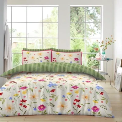 Image of GC GAVENO CAVAILIA 3 Pieces Polycotton Floral Duvet Cover Sets, Blossom Kingsize Quilt Bedset With Pillowcases Reversible Botanical Bedding, Multi