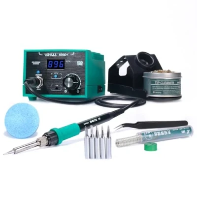 Image of YIHUA 939D+ Digital Soldering Station(SE), 75W Equivalent,Precision Temp Control (392F to 896F) &amp; Transformer. ESD Safe, Lead Free with C/F display + 5 Solder Tips, Extras. Fresh Green.
