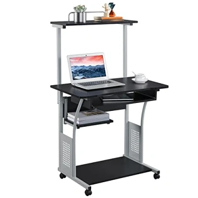 Image of Yaheetech 3 Tiers Computer Desk with Keyboard Shelf and Printer Stand Home Office PC Laptop Table Furniture Study Gaming Desktop Workstation