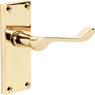 Image of Designer Levers Victorian Scroll Lever Door Handles Polished Brass 1 Pair Latch Handle Interior Use Short