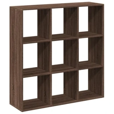 Image of vidaXL Room Divider Bookcase 9 Cubical Storage Shelf Brown Oak Engineered Wood Home/Office/Living Organiser 102x29x103.5cm