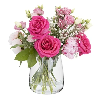 Image of TREND for HOME Round Vase H: 17 cm Tulip Glass Hyacinth Clear Daffodils Flower Pampas Grass Vases Table Decoration 2370 ml ⌀ 11.9 Zinnia