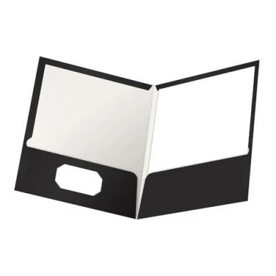 Image of Oxford Laminated Twin Pocket Folders, Letter Size, Black, Holds 100 Sheets, Box of 25 (51706EE)