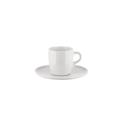 Image of Alessi Itsumo NF07/76S Designer Coffee Cup Set with Saucer, Everyday Use, Minimalist Aesthetic, in White Porcelain, Diameter 12.5 cm