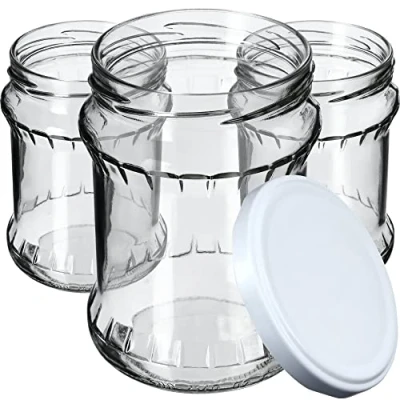 Image of KADAX Preserving Jars 500ml Storage with Screw Lids Jam Jar Round (White/Pack of 16)