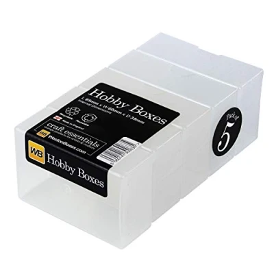 Image of WestonBoxes, Hobby Boxes, Small Plastic Storage Boxes for Arts &amp; Crafts Supplies (Clear, 5 Pack)