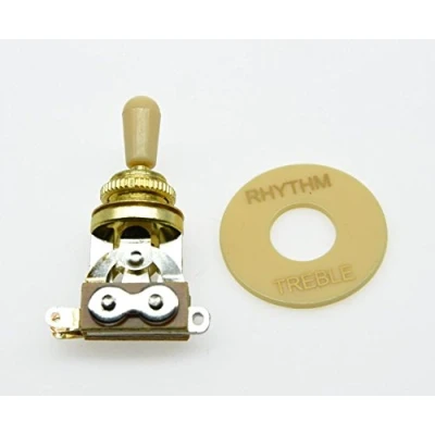 Image of KAISH LP Guitar 3 Way Toggle Switch Gold with Cream Tip and RHYTHM TREBLE Plate for Les Paul