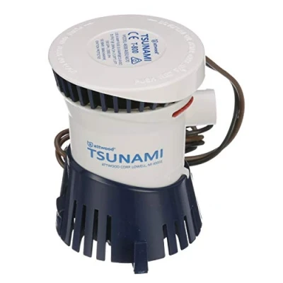 Image of attwood Boating Accessories 4608 7 Tsunami T800 Bilge Pump, 800 GPH, 12 Volt, Barbed ¾ Inch Diameter Outlet, 29 Wire