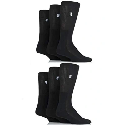 Image of Pringle Mens Bamboo Cushioned Sports Socks Exclusive To SOCKSHOP Pack of 6 Black 11