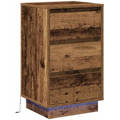 Image of vidaXL Bedside Cabinet with LED Old Wood 39x34.5x65 cm Engineered