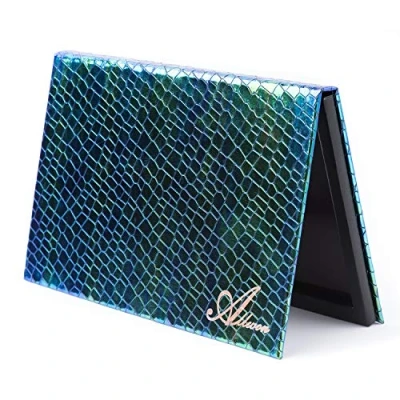 Image of Allwon Magnetic Palette Mermaid Empty Makeup with Mirror and 30Pcs Adhesive Metal Stickers for Eyeshadow Lipstick Blush Powder (Green)